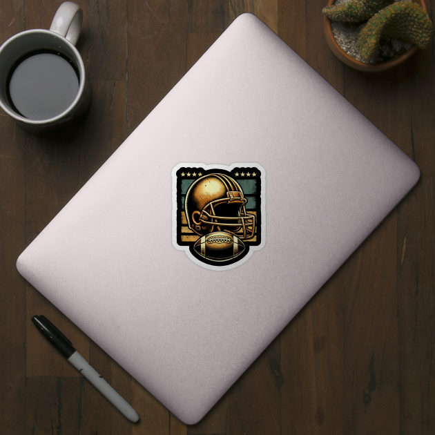 Retro Golden Football Helmet by JessArty